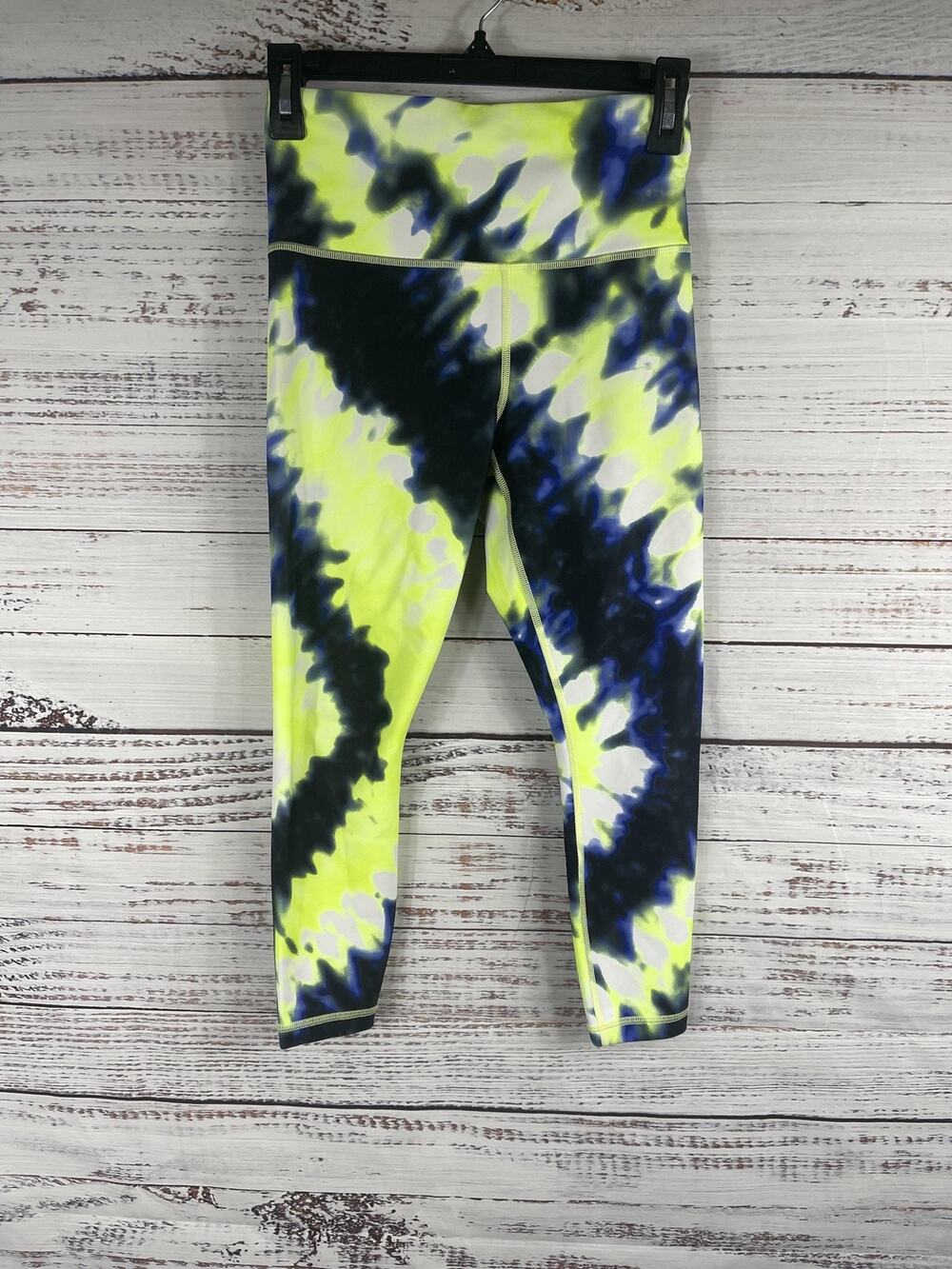 Athleta Leggings Women's XSP Yellow Blue Tie Dye Elation 7/8 Tight Petite Yoga